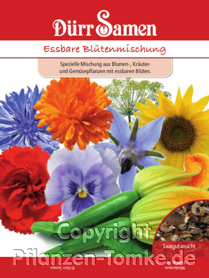 Essbare Blütenmischung, Spezielle Mischung aus Blumen, Kräutern und Gemüsepflanzen mit essbaren Blüten, Samen Dürr, Samentüte,Essbare Blütenmischung, Spezielle Mischung aus Blumen, Kräutern