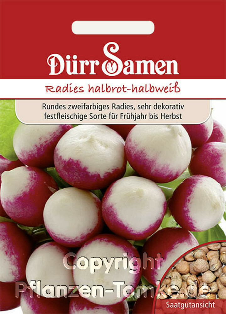 Radies Halbrot-Halbweiß, Samen, Dürr, Samentüte,Radies Halbrot-Halbweiß, Samen, Dürr